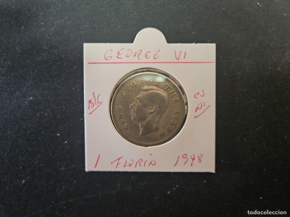 Monedas antiguas de Ocean&iacute;a: NUECA ZELANDA 1 FLORIN 1948 BC KM=18 (CUPRONIQUEL) GEORGE VI