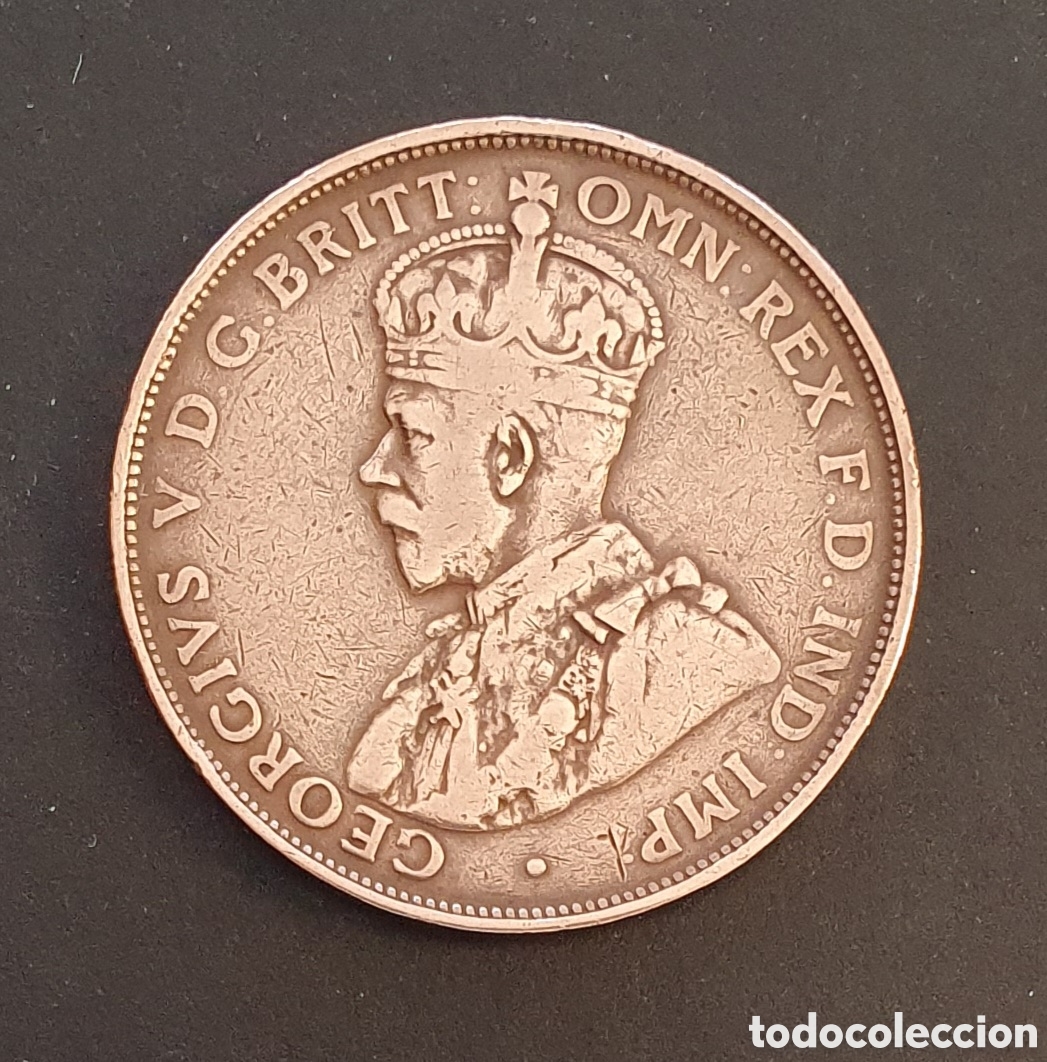 Moedas antigas da Oce&acirc;nia: JORGE V, 1 PENIQUE 1922