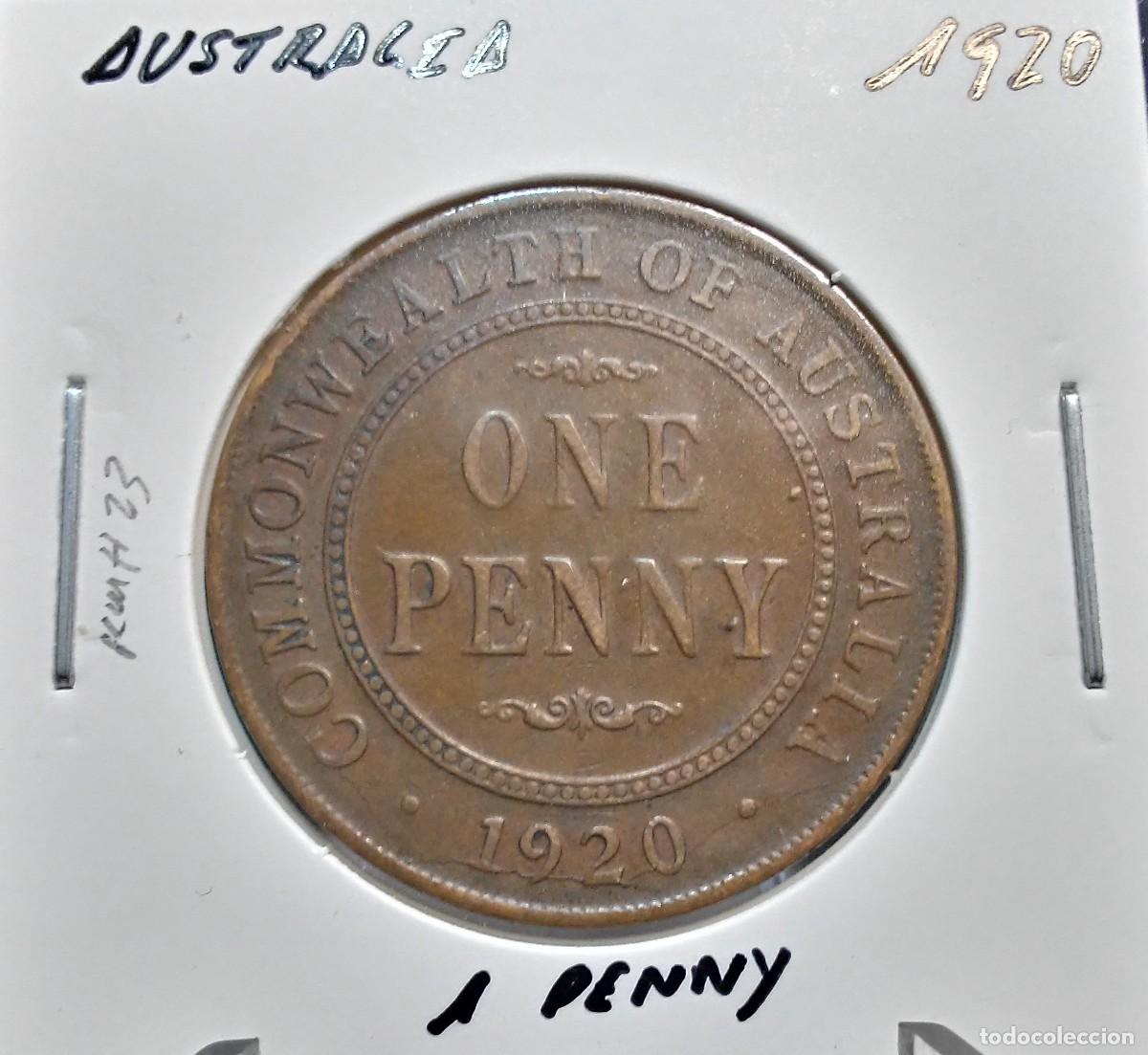 Monedas antiguas de Ocean&iacute;a: AUSTRALIA 1 PENIQUE / PENNY 1920 KM#23 MBC , SIN PUNTOS.