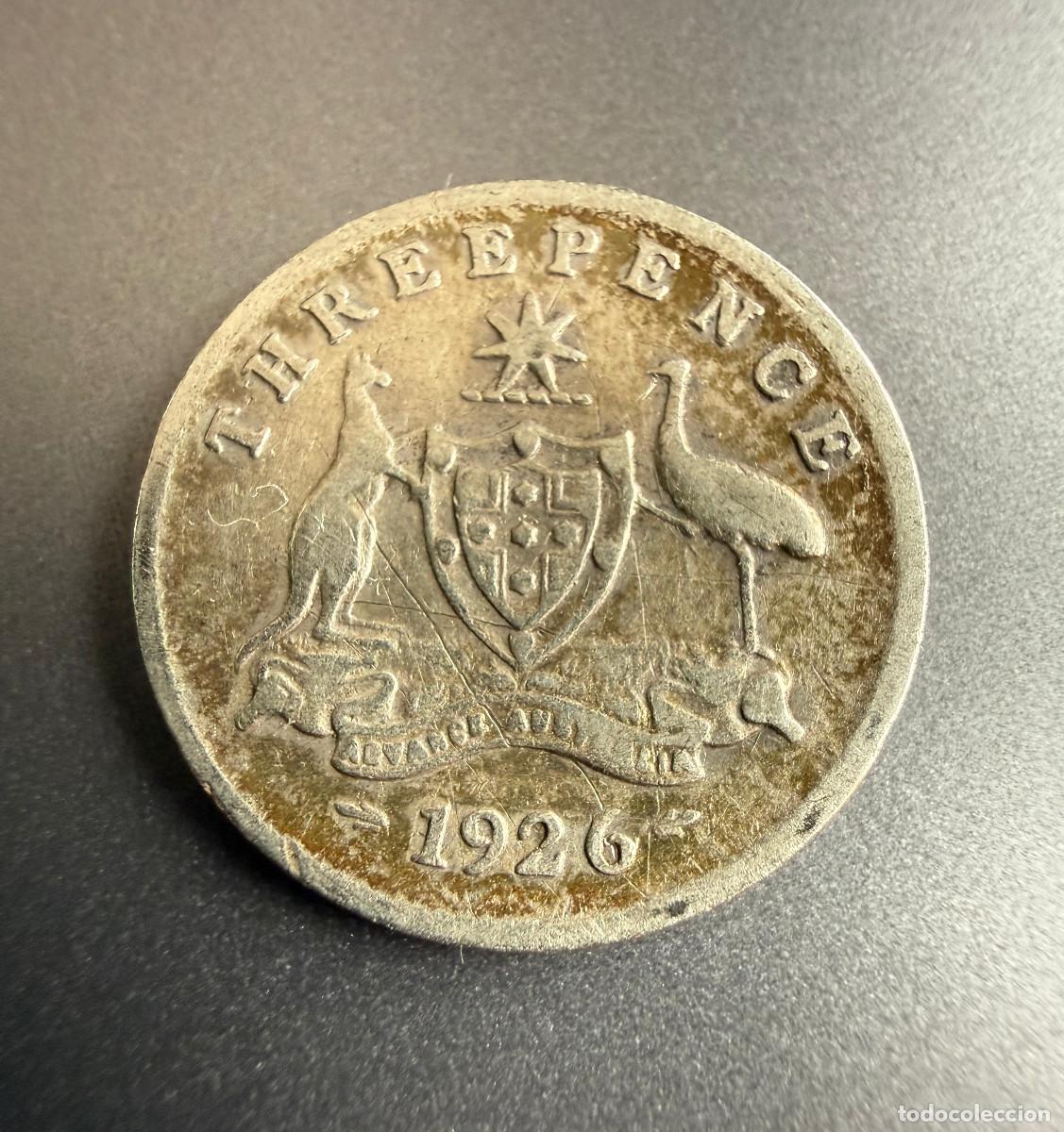 Monedas antiguas de Ocean&iacute;a: 3 Peniques 1926 Australia George V Plata