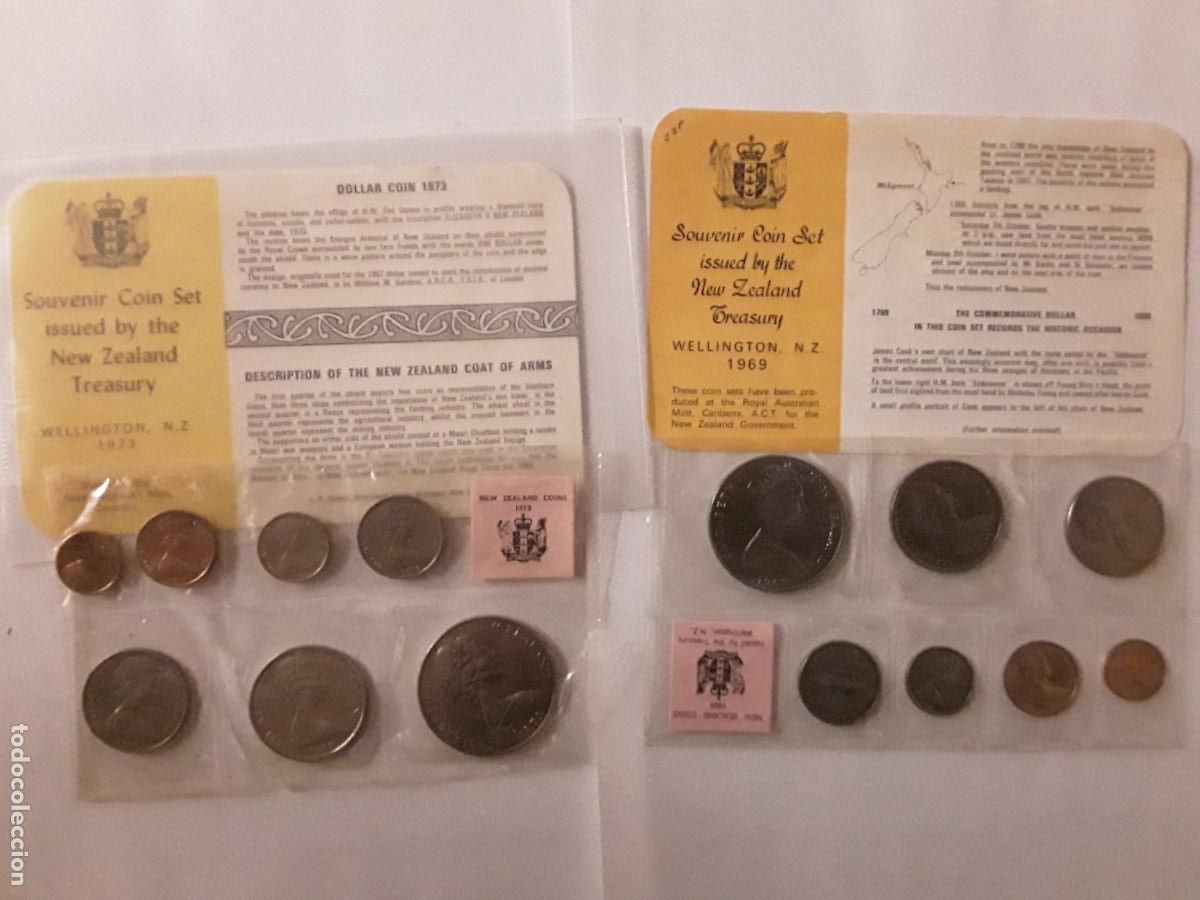 Monedas antiguas de Ocean&iacute;a: NUEVA ZELANDA - LOTE SETS OFIALES EN BLISTER A&Ntilde;O 1969 + 1973.