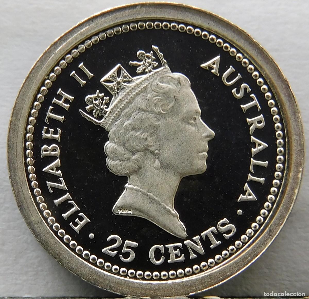 Monedas antiguas de Ocean&iacute;a: MONEDA AUSTRALIA 25 CENTAVOS 1989. PLATA PURA PROOF. ESCASA