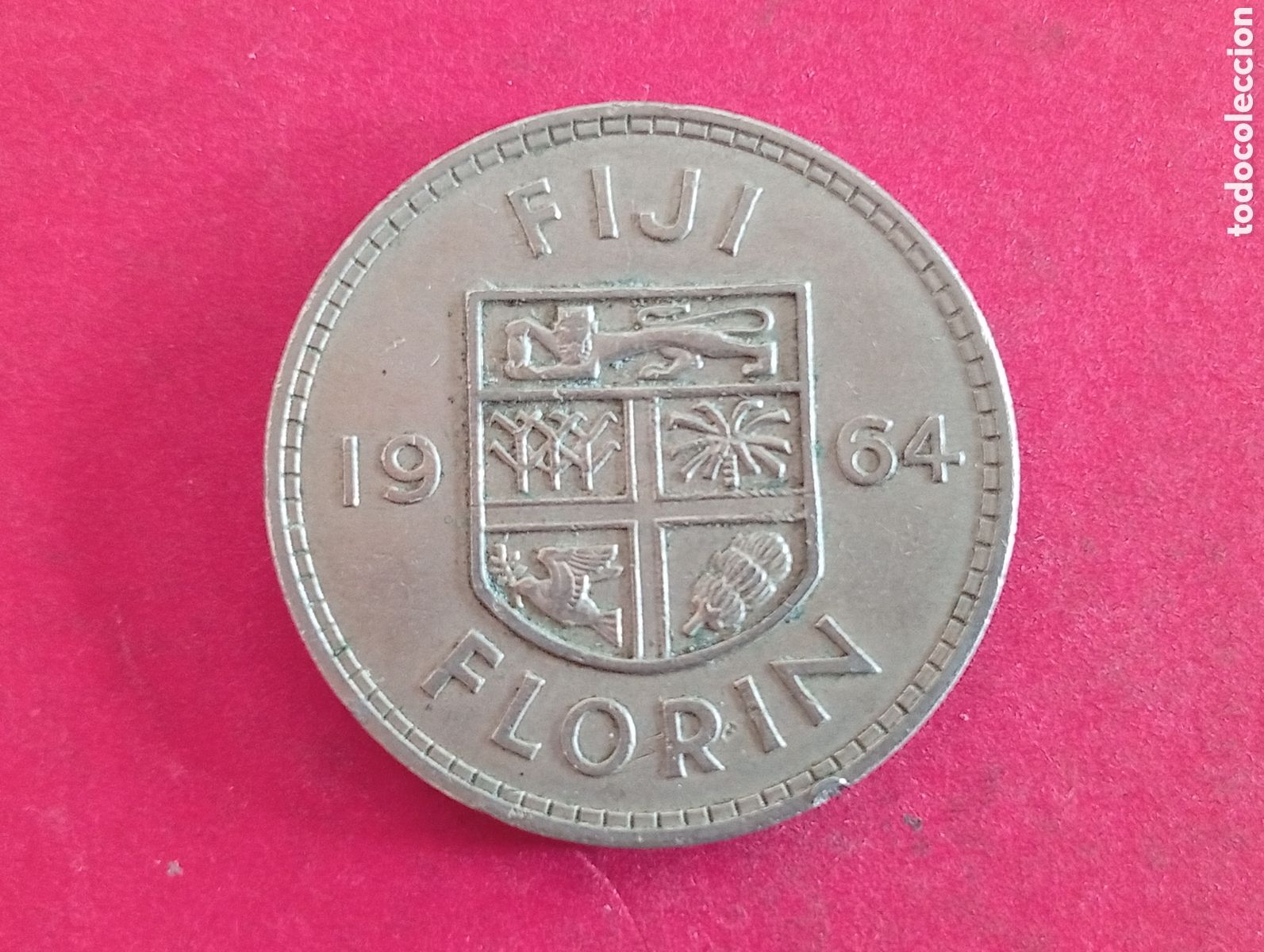 Monedas antiguas de Ocean&iacute;a: 1 flor&iacute;n de Fiji 1964