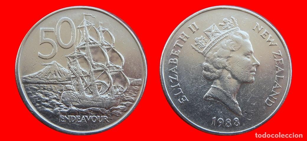 Monedas antiguas de Ocean&iacute;a: 50 CENTAVOS CENTS CENTIMOS 1988 NUEVA ZELANDA-155318