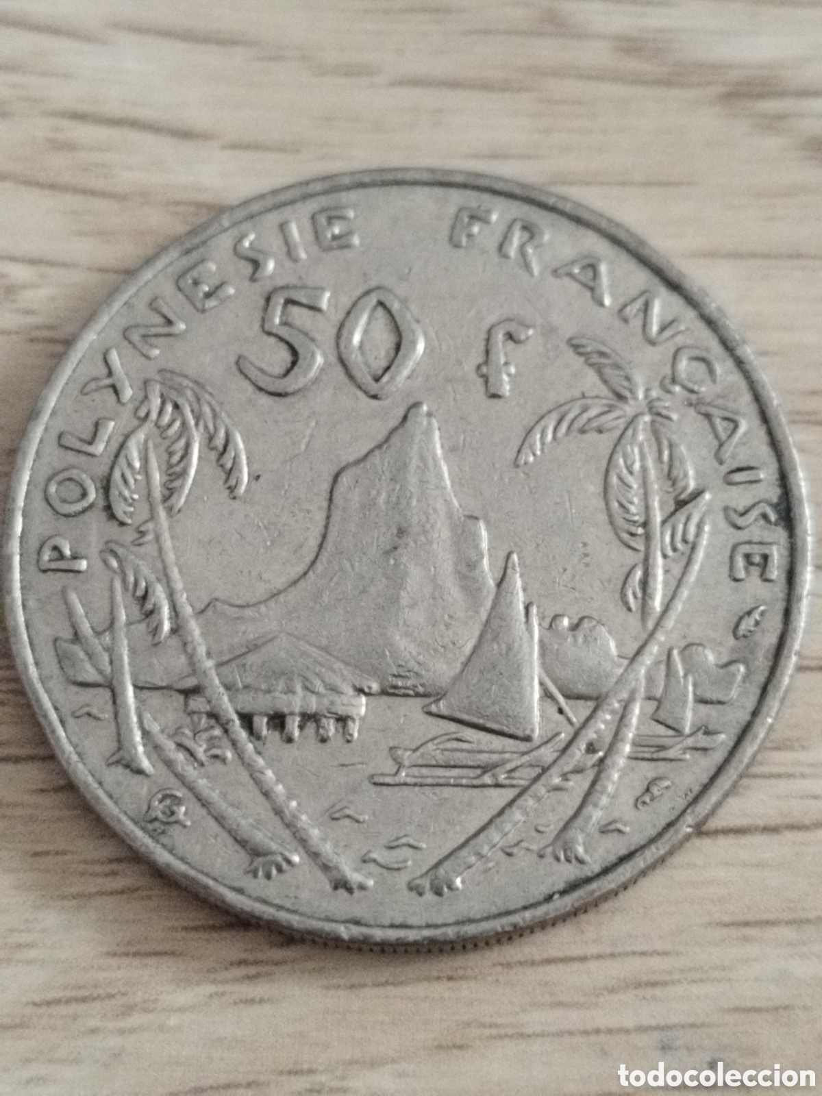Monedas antiguas de Ocean&iacute;a: Polinesia moneda de 50 francos de 1975 km#13