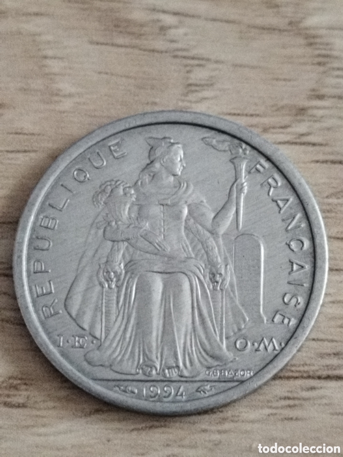 Monedas antiguas de Ocean&iacute;a: Polinesia moneda de 1 franco de 1994 km#11 (tipo 1)