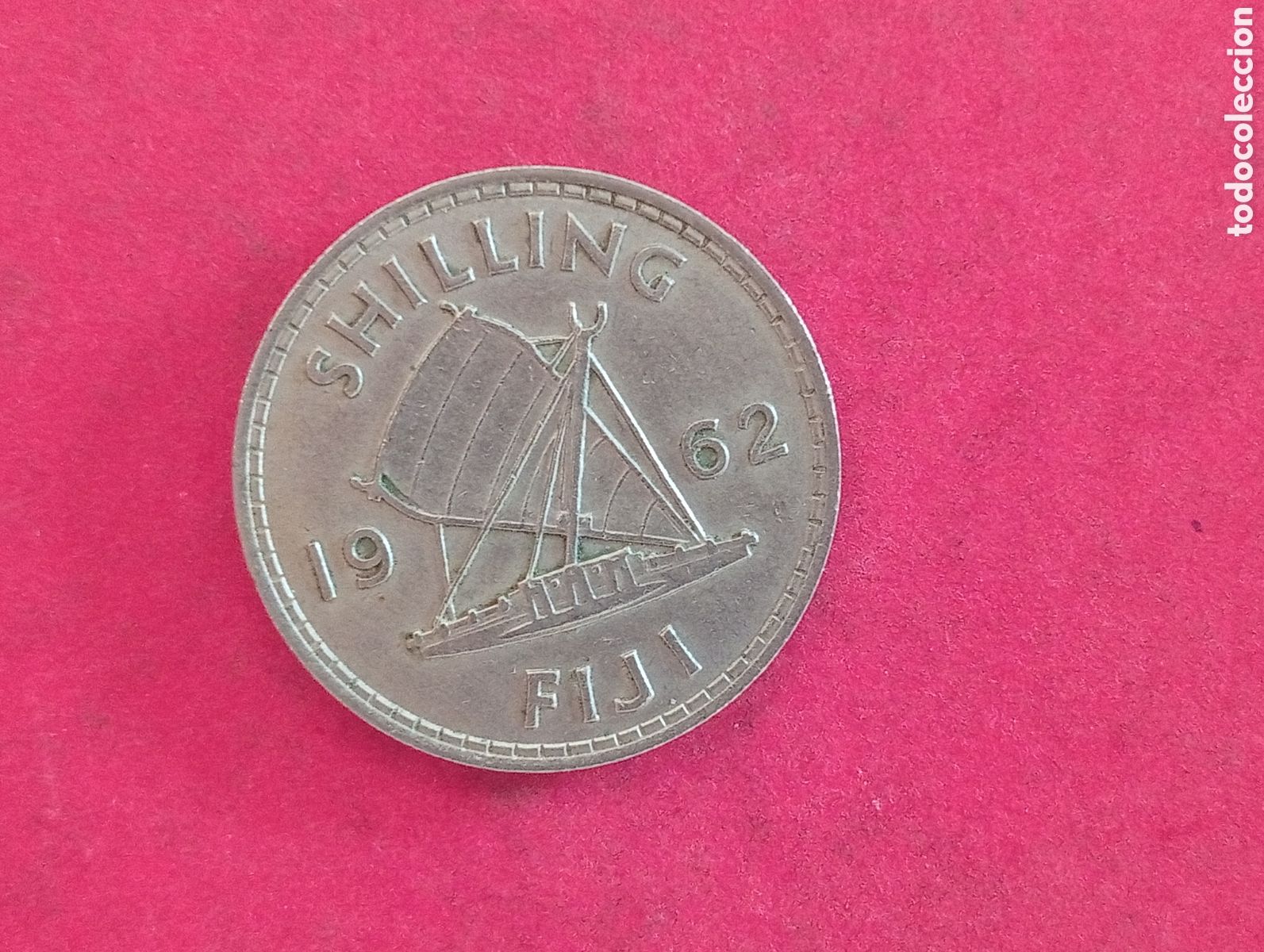 Monedas antiguas de Ocean&iacute;a: 1 chel&iacute;n de Fiji 1962