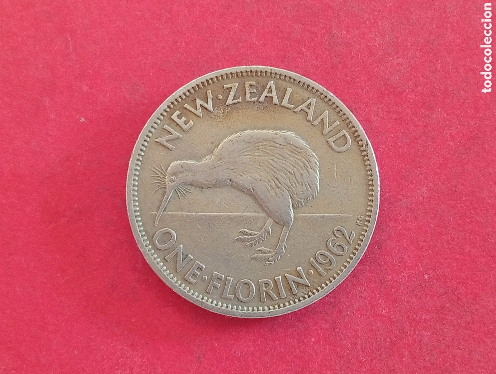 Monedas antiguas de Ocean&iacute;a: 1 flor&iacute;n de Nueva Zelanda 1962