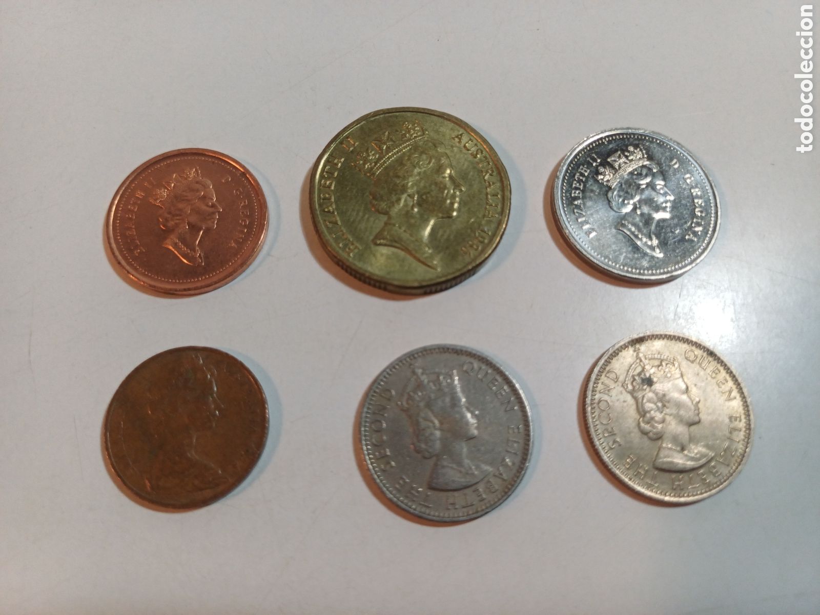 Monedas antiguas de Ocean&iacute;a: Lote monedas Australia Canada Borneo y Malaya Reina Elizabeth II