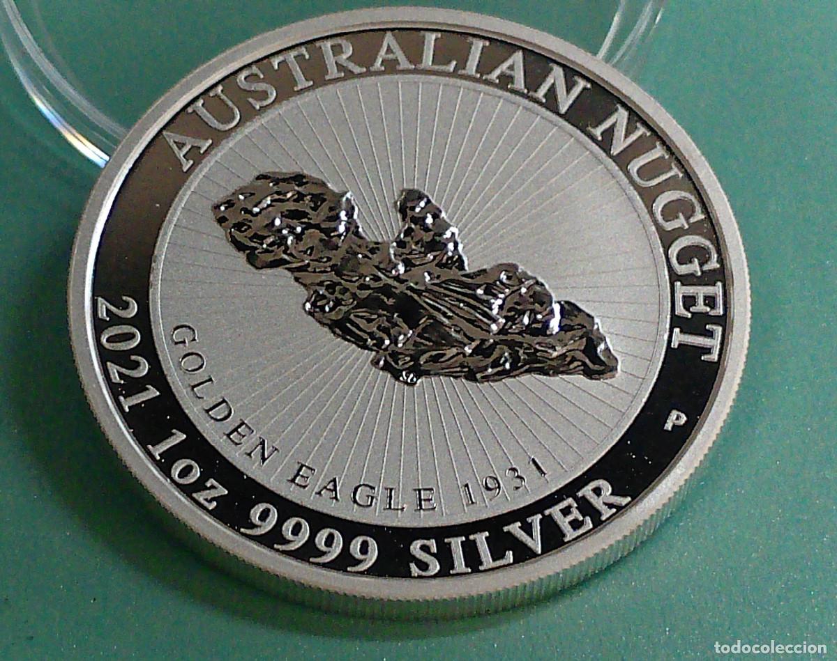Monedas antiguas de Ocean&iacute;a: 1 onza PLATA .999 AUSTRALIA NUGGET 1 DOLAR 2021 SC
