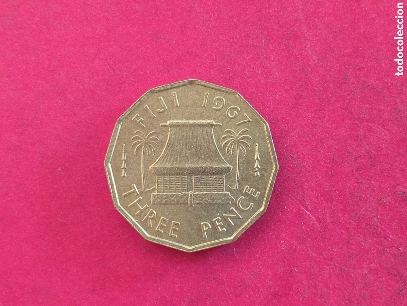Monedas antiguas de Ocean&iacute;a: 3 peniques de Fiji 1967
