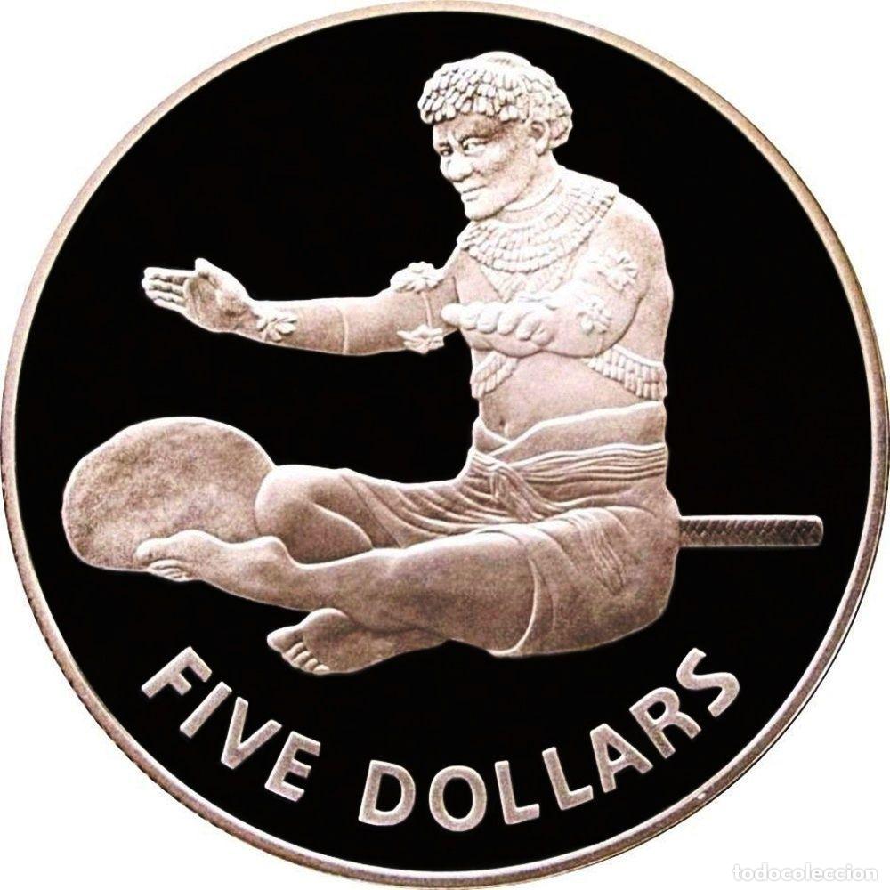Monedas antiguas de Ocean&iacute;a: 5 dolares KIRIBATI 1979 plata proof INDEPENDENCIA