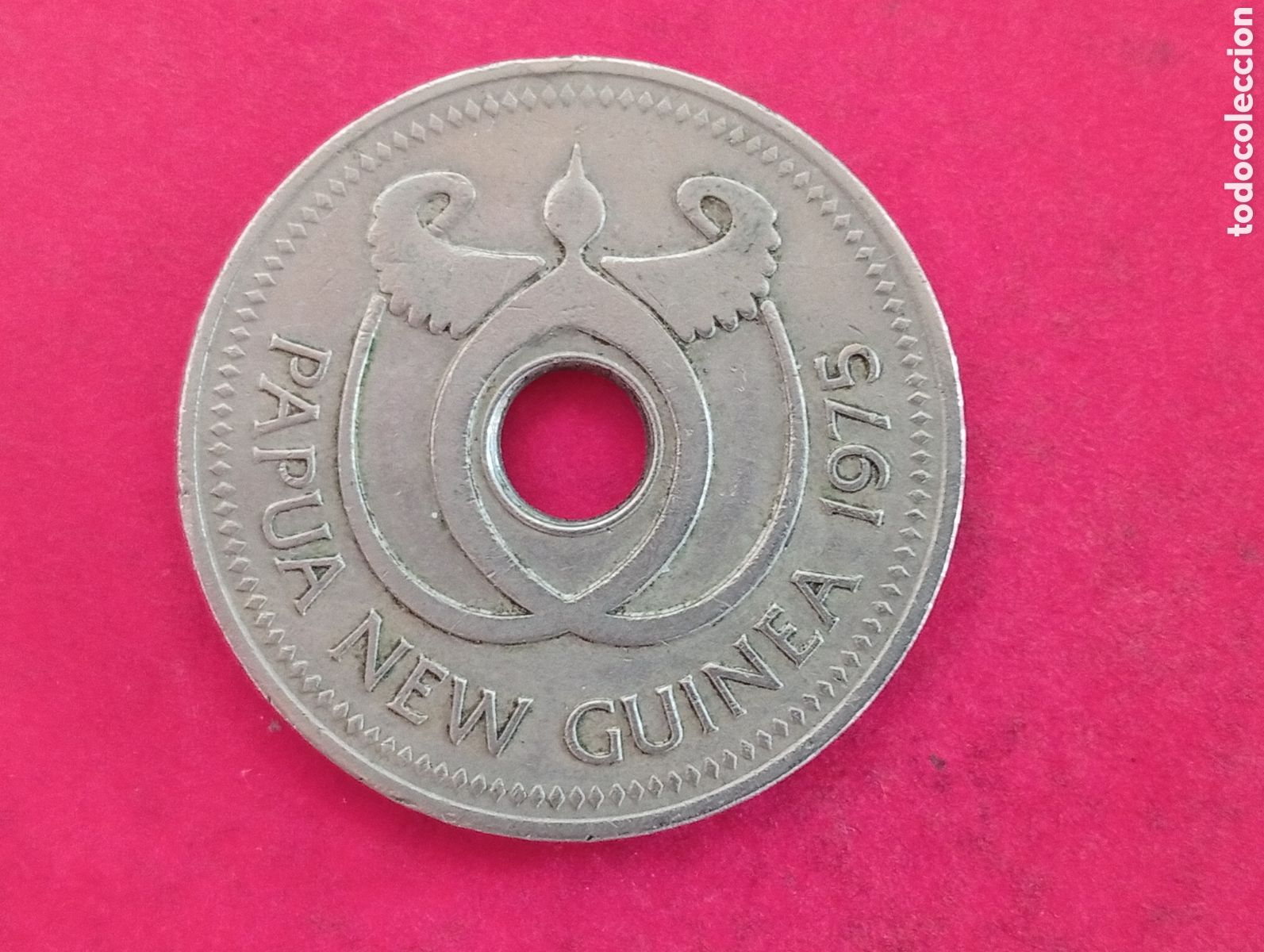 Monedas antiguas de Ocean&iacute;a: 1 kina de Pap&uacute;a Nueva Guinea 1975