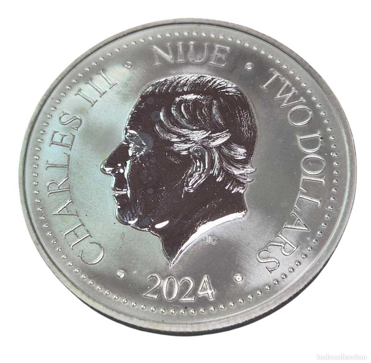 Monedas antiguas de Ocean&iacute;a: NIUE / CARLOS III. TWO DOLLARS. ONZA TROY PLATA. Ag / A&ntilde;o 2024