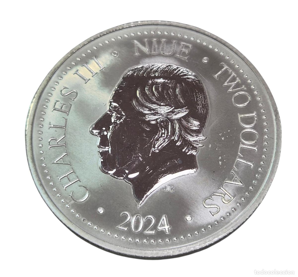 Monedas antiguas de Ocean&iacute;a: NIUE / CARLOS III. TWO DOLLARS. ONZA TROY PLATA. Ag / A&ntilde;o 2024