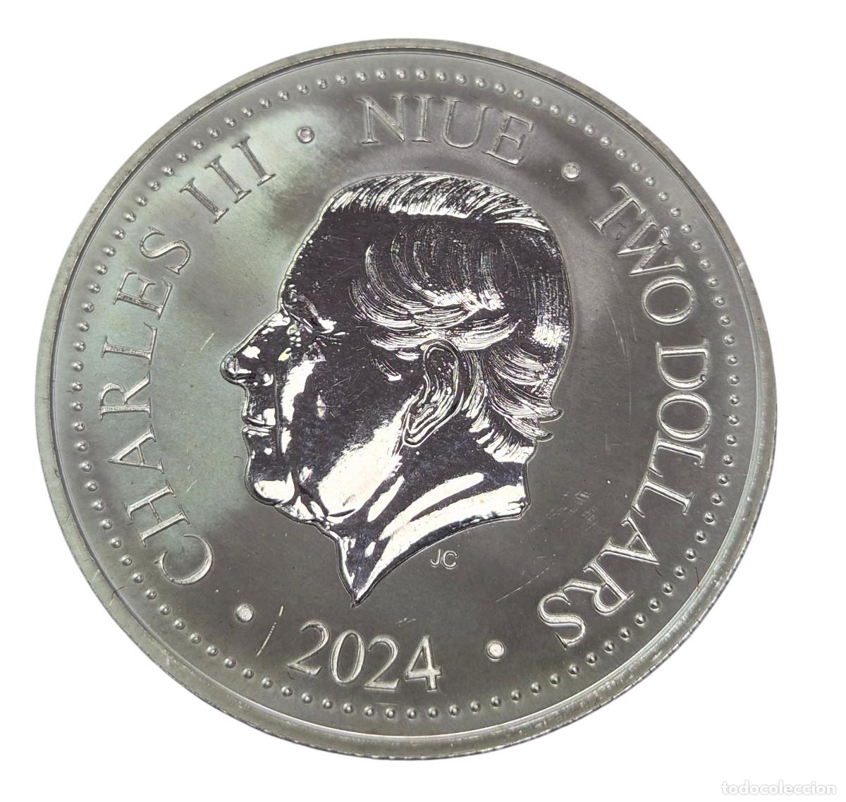 Monedas antiguas de Ocean&iacute;a: NIUE / CARLOS III. TWO DOLLARS. ONZA TROY PLATA. Ag / A&ntilde;o 2024