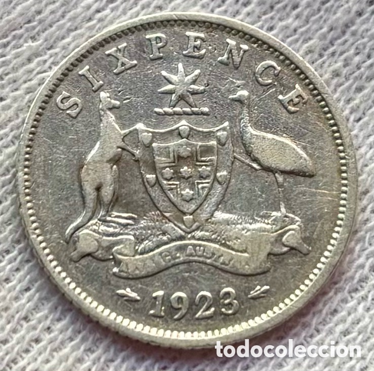 Monedas antiguas de Ocean&iacute;a: Moneda PLATA AUSTRALIA 6 Pence 1923. Peniques. Jorge V