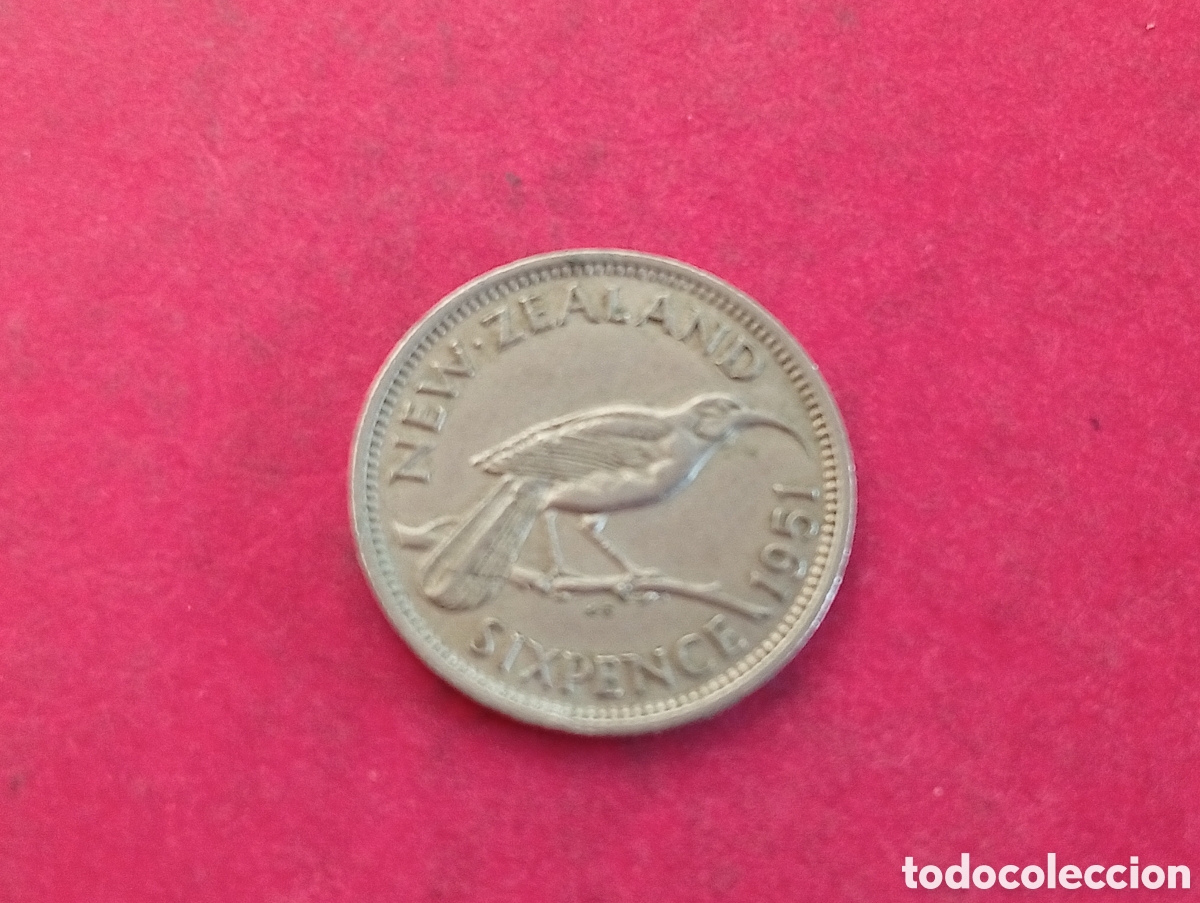 Monedas antiguas de Ocean&iacute;a: 6 peniques de Nueva Zelanda 1951