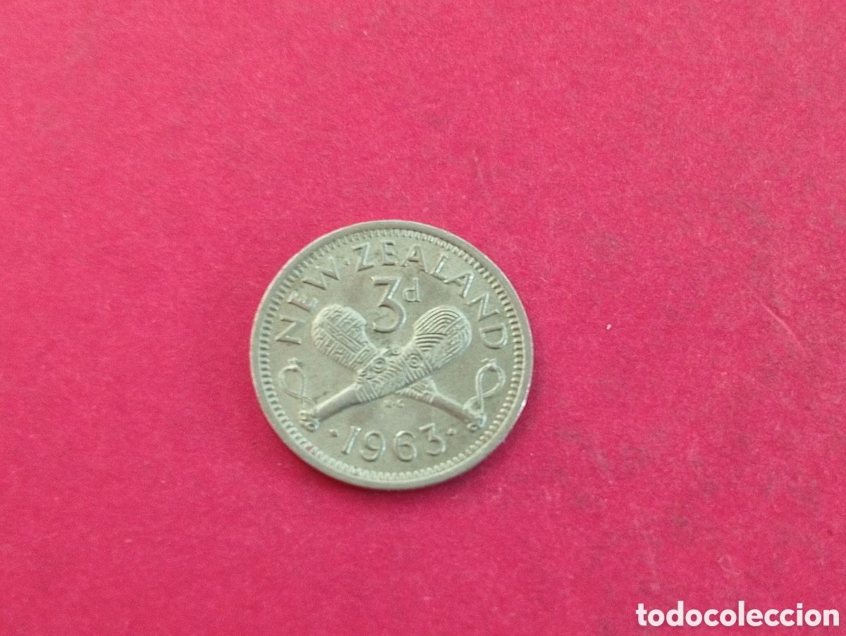 Monedas antiguas de Ocean&iacute;a: 3 peniques de Nueva Zelanda 1963