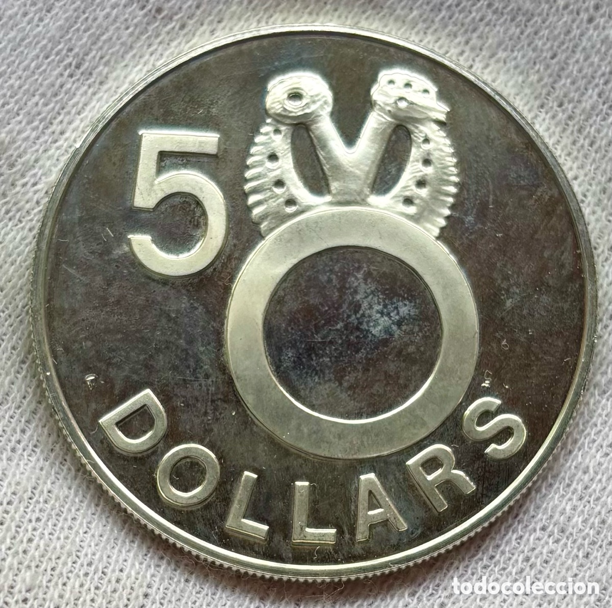 Monedas antiguas de Ocean&iacute;a: Moneda PLATA ISLAS SALOM&Oacute;N 5 Dolares 1979. Solomon Dollars