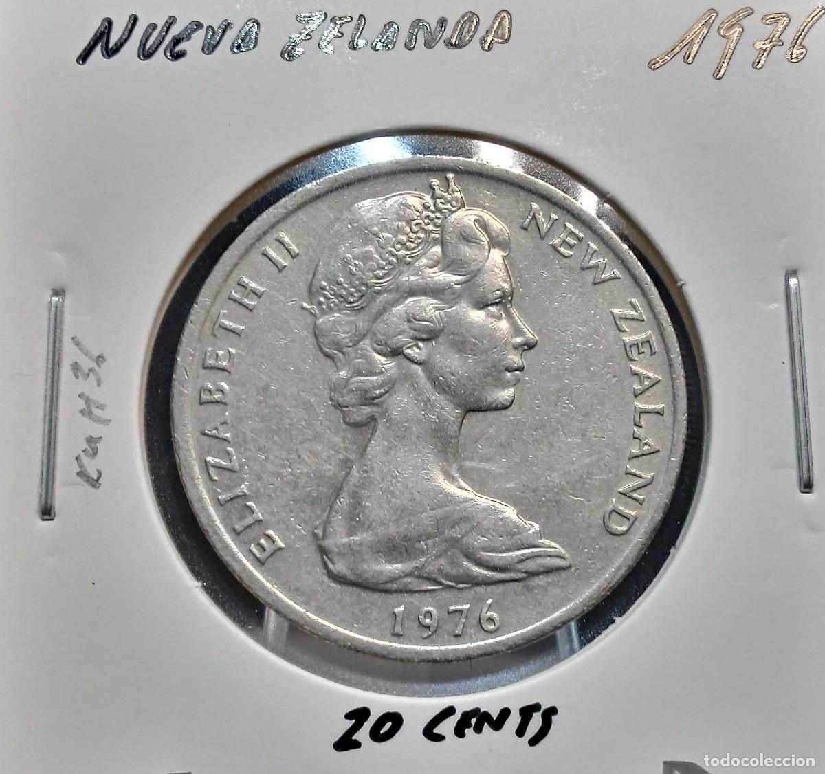 Monedas antiguas de Ocean&iacute;a: NUEVA ZELANDA 20 CENTAVOS / CENTS 1976 KM#36 MBC.