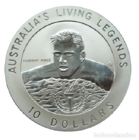 Monedas antiguas de Ocean&iacute;a: AUSTRALIA 10 dolares plata 1995 Murray Rose - Leyendas vivas de Australia