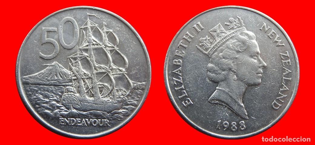 Monedas antiguas de Ocean&iacute;a: 50 CENTAVOS CENTS CENTIMOS 1988 NUEVA ZELANDA-156230