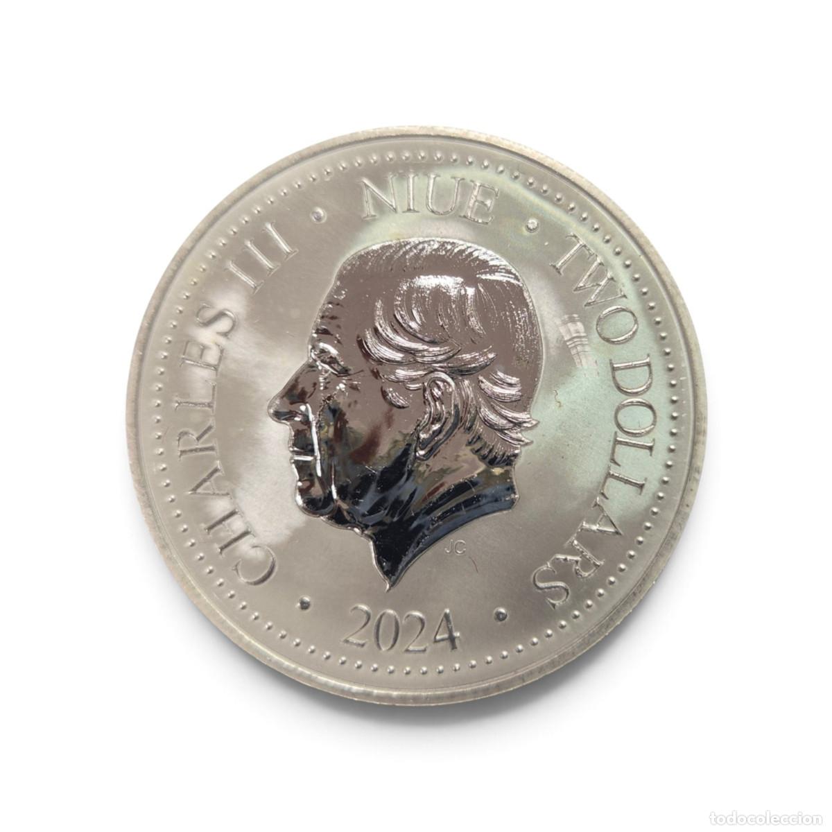 Monedas antiguas de Ocean&iacute;a: NIUE / CARLOS III. TWO DOLLARS. ONZA TROY PLATA. Ag / A&ntilde;o 2024