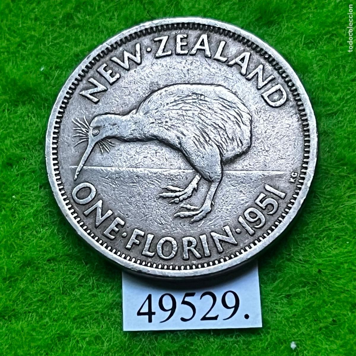 Monedas antiguas de Ocean&iacute;a: Nueva Zelanda 1 florin 1951