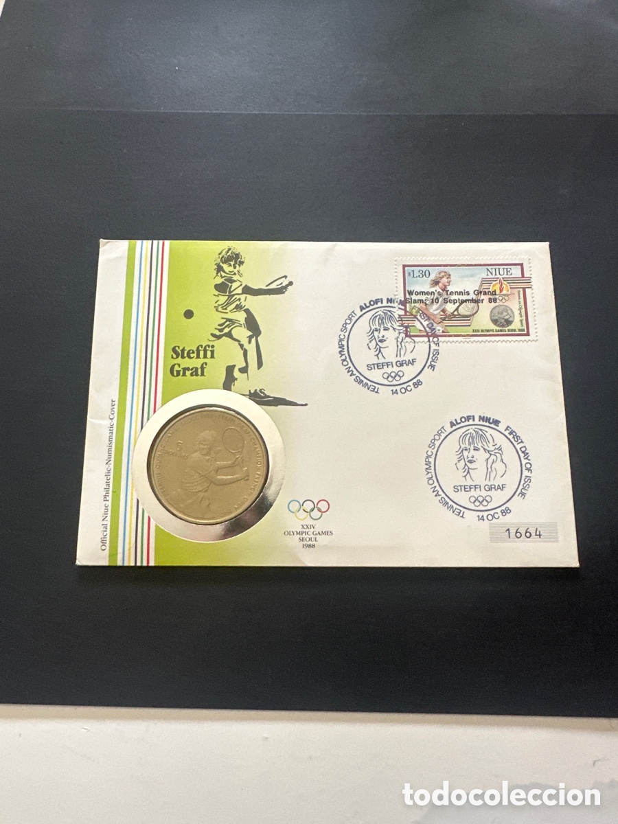Monedas antiguas de Ocean&iacute;a: Moneda de Niue de 5 dollars Steffi Gr&aacute;f sin circular