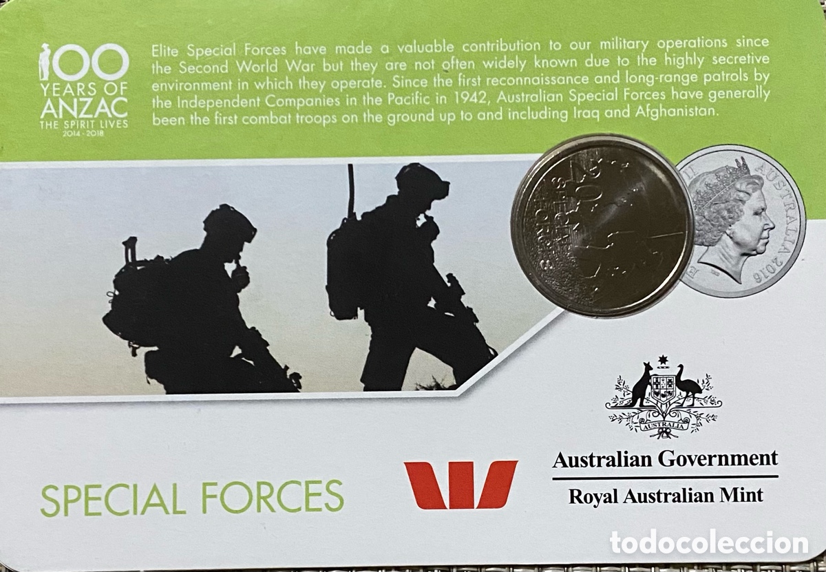 Monedas antiguas de Ocean&iacute;a: Australia, 2016 fuerzas especiales 20 Cent ANZAC