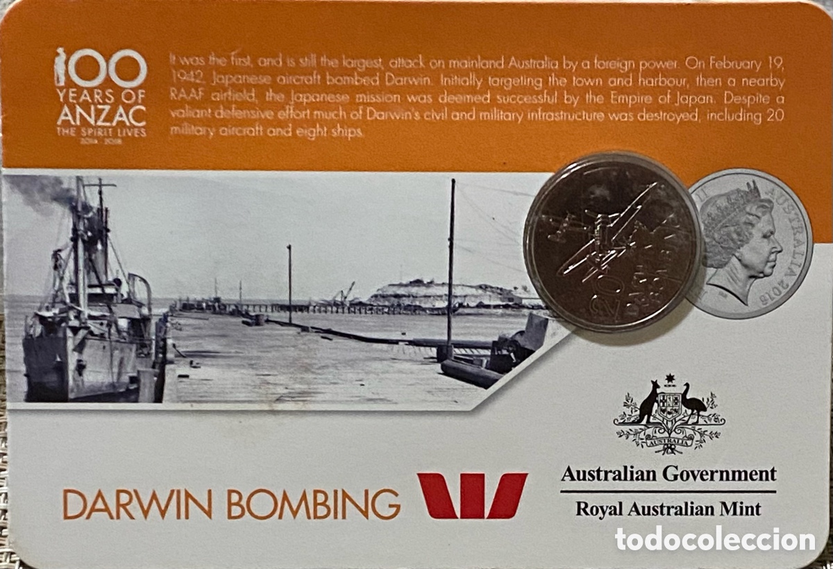 Monedas antiguas de Ocean&iacute;a: Australia, 2016, 20 Cent Anzac Bombardero Comando