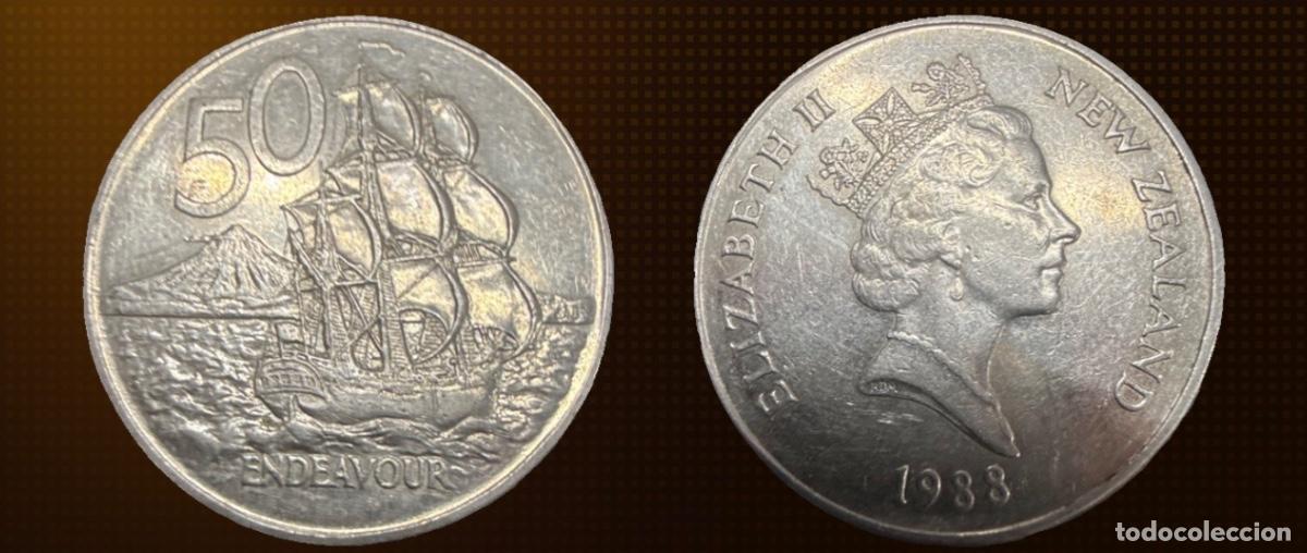 Old Coins of Oceania: Nueva Zelanda 50 centavos &middot; 1988