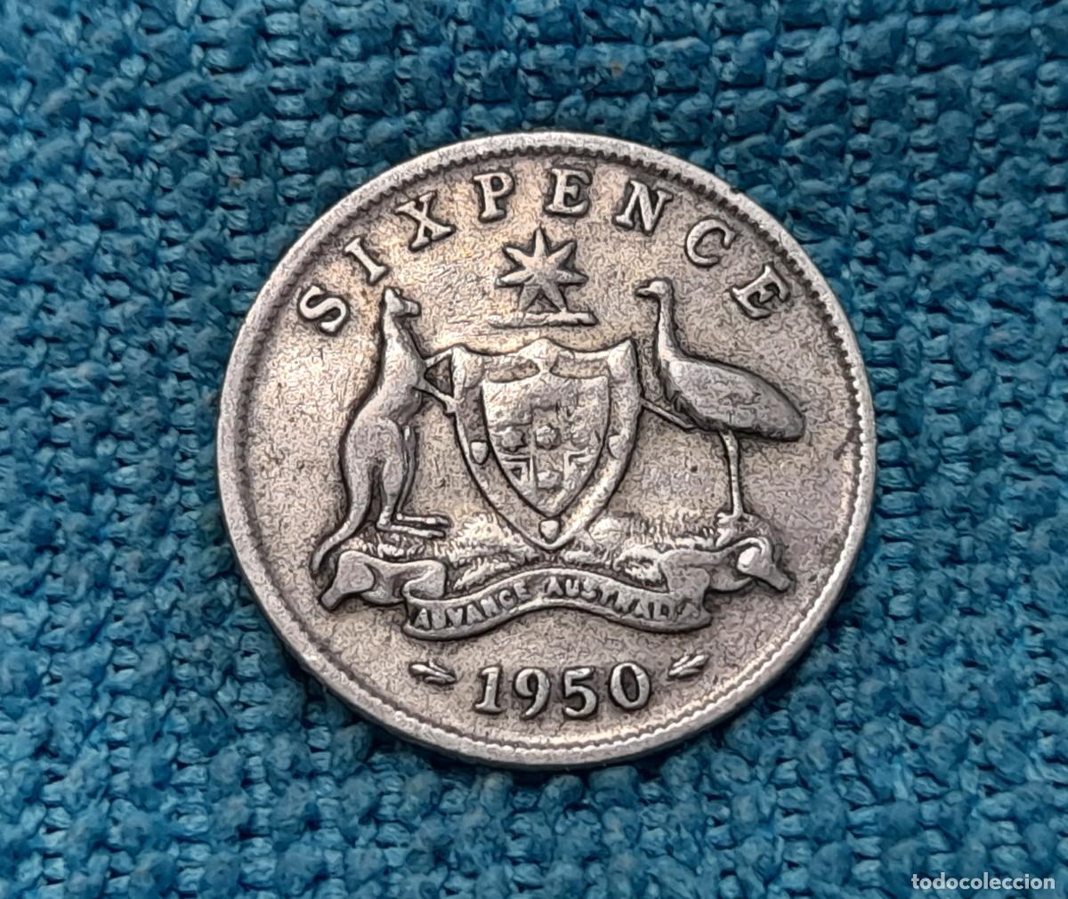 Monedas antiguas de Ocean&iacute;a: Australia, George VI, 6 Pence 1950