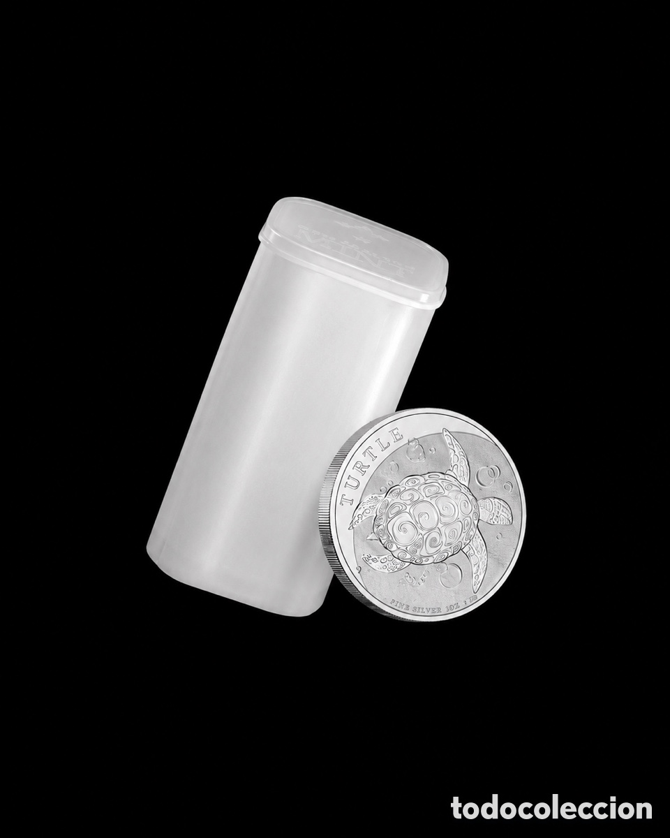 Monnaies anciennes d'Oc&eacute;anie: Tubo con 20 monedas 1 onza SC plata 999 tortuga Nueva Zelanda, varios a&ntilde;os