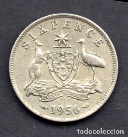 Monedas antiguas de Ocean&iacute;a: AUSTRALIA - 6 PENIQUES de PLATA - 1956