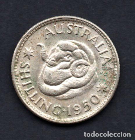 Monedas antiguas de Ocean&iacute;a: AUSTRALIA - 1 CHELIN de PLATA - 1950