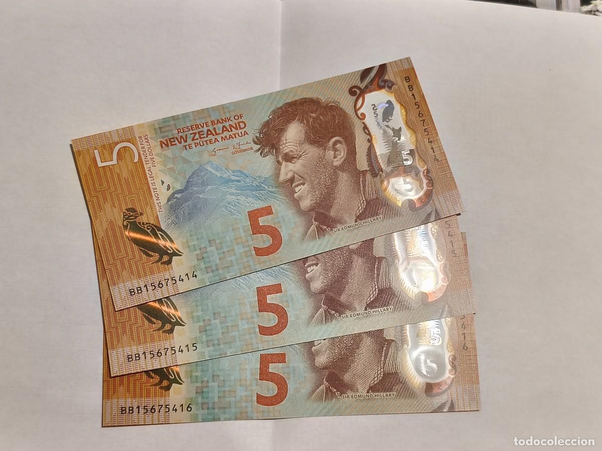 Monedas antiguas de Ocean&iacute;a: Nueva Zelanda 5dollars UNC.3&times;consec. - Foto 1