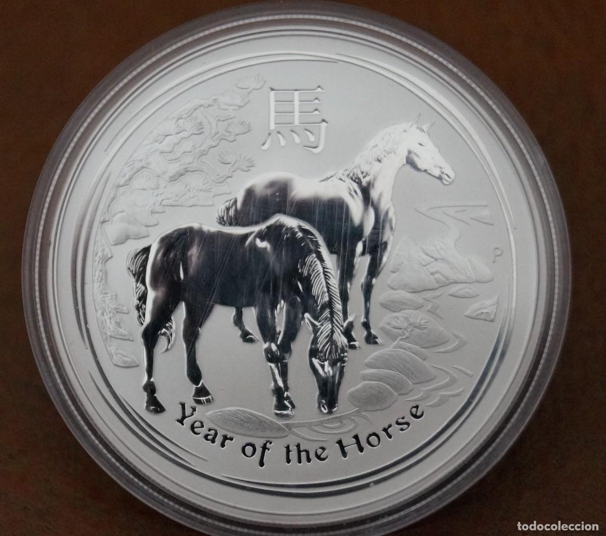 Monedas antiguas de Ocean&iacute;a: Onza de Plata Pura de la serie Lunar II. Es el Caballo del a&ntilde;o 2014