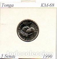 Monedas antiguas de Ocean&iacute;a: TONGA 1990, 5 SENITI. KM-68. 1,95 &euro; 1