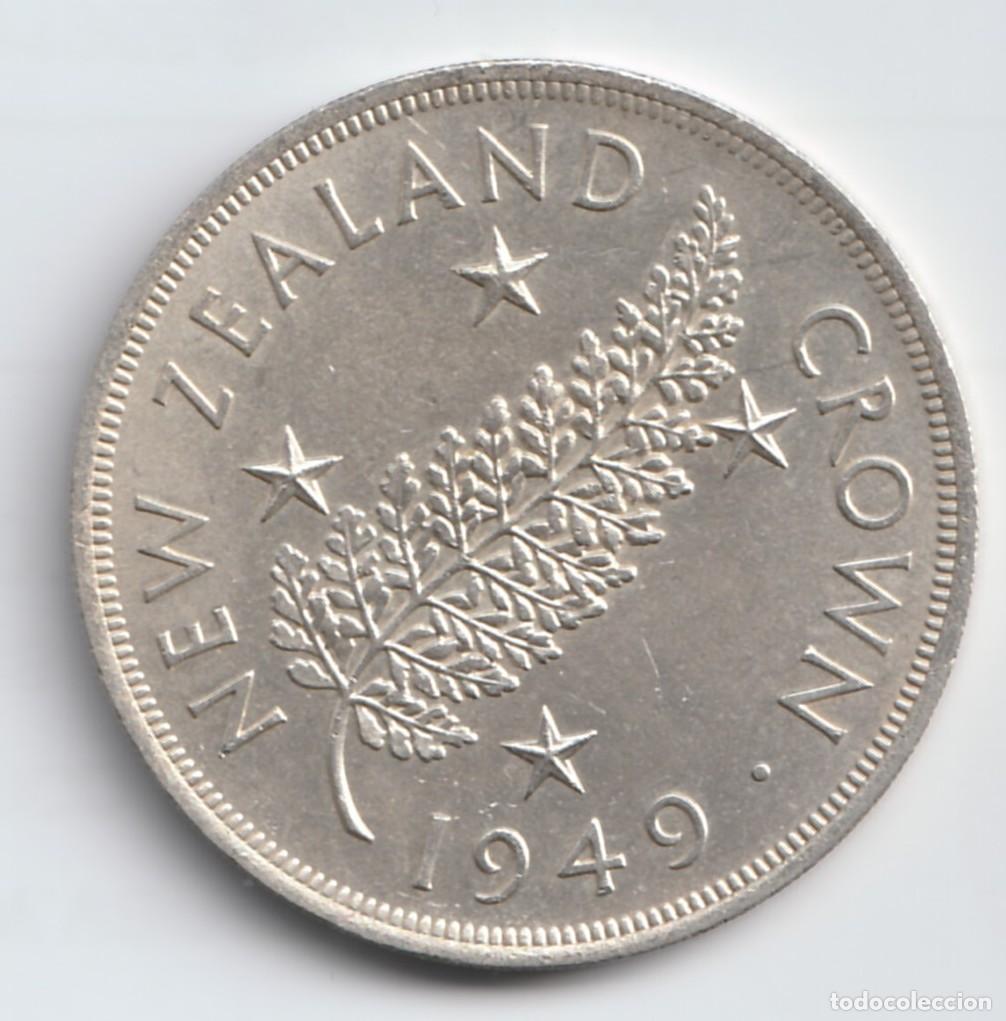 Monedas antiguas de Ocean&iacute;a: Nueva Zelanda 1 corona 1949 Plata KM# 22