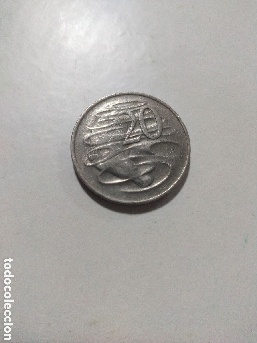 Monedas antiguas de Ocean&iacute;a: Moneda Australiana 20 cents Cupron&iacute;quel Elizabeth II 1976 Ornitorrinco