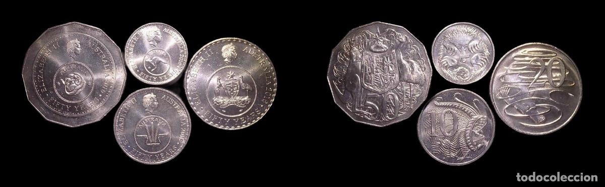 Monedas antiguas de Ocean&iacute;a: AUSTRALIA LOTE 4 MONEDAS DECIMAL CHANGEOVER ANIVERSARIO CAMB. MONETACION DECIMAL