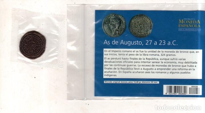 Monedas antiguas: HISTORIA DE LA MONEDA ESPAÑOLA. EL MUNDO. AS DE AUGUSTO. - Foto 2 - 196595583