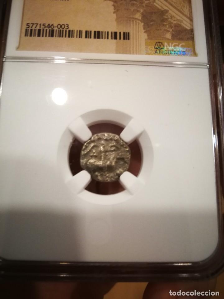 Monedas antiguas: Dracma Indo escita de Plata de Azes I/II, S I a.c, moneda de los reyes magos certificado NGC - Foto 3 - 254977425