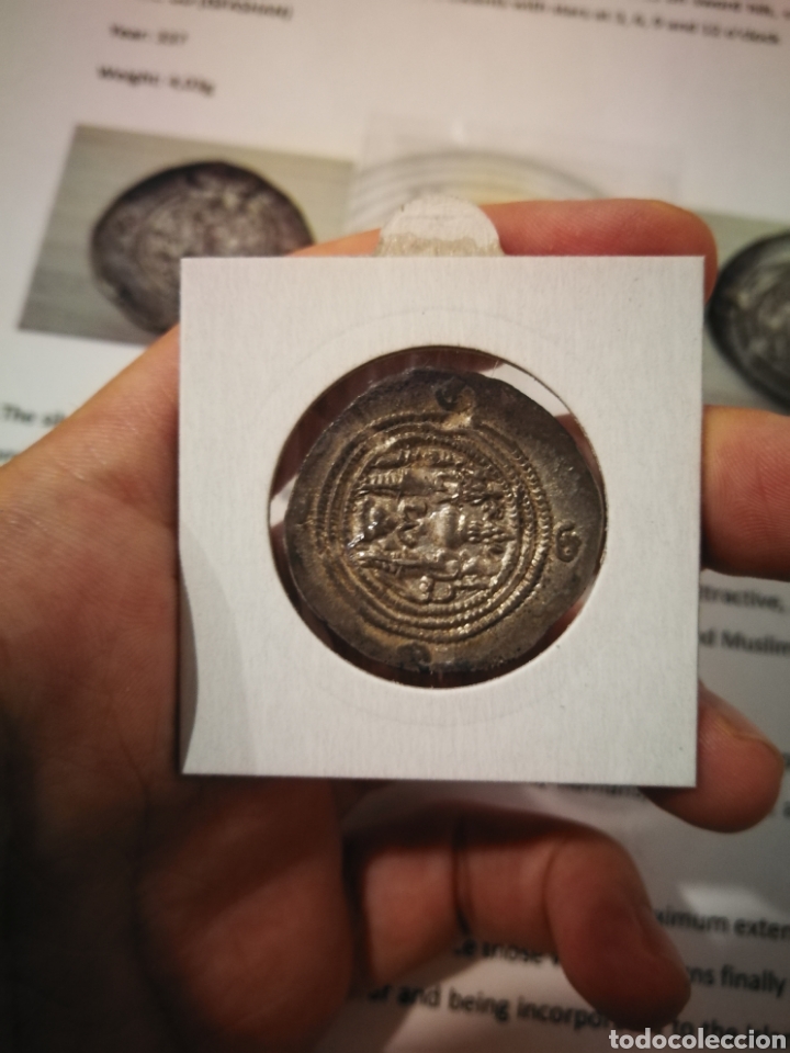 Monedas antiguas: Dracma sasanida plata Khusro II isfashan año 33? - Foto 3 - 273294798