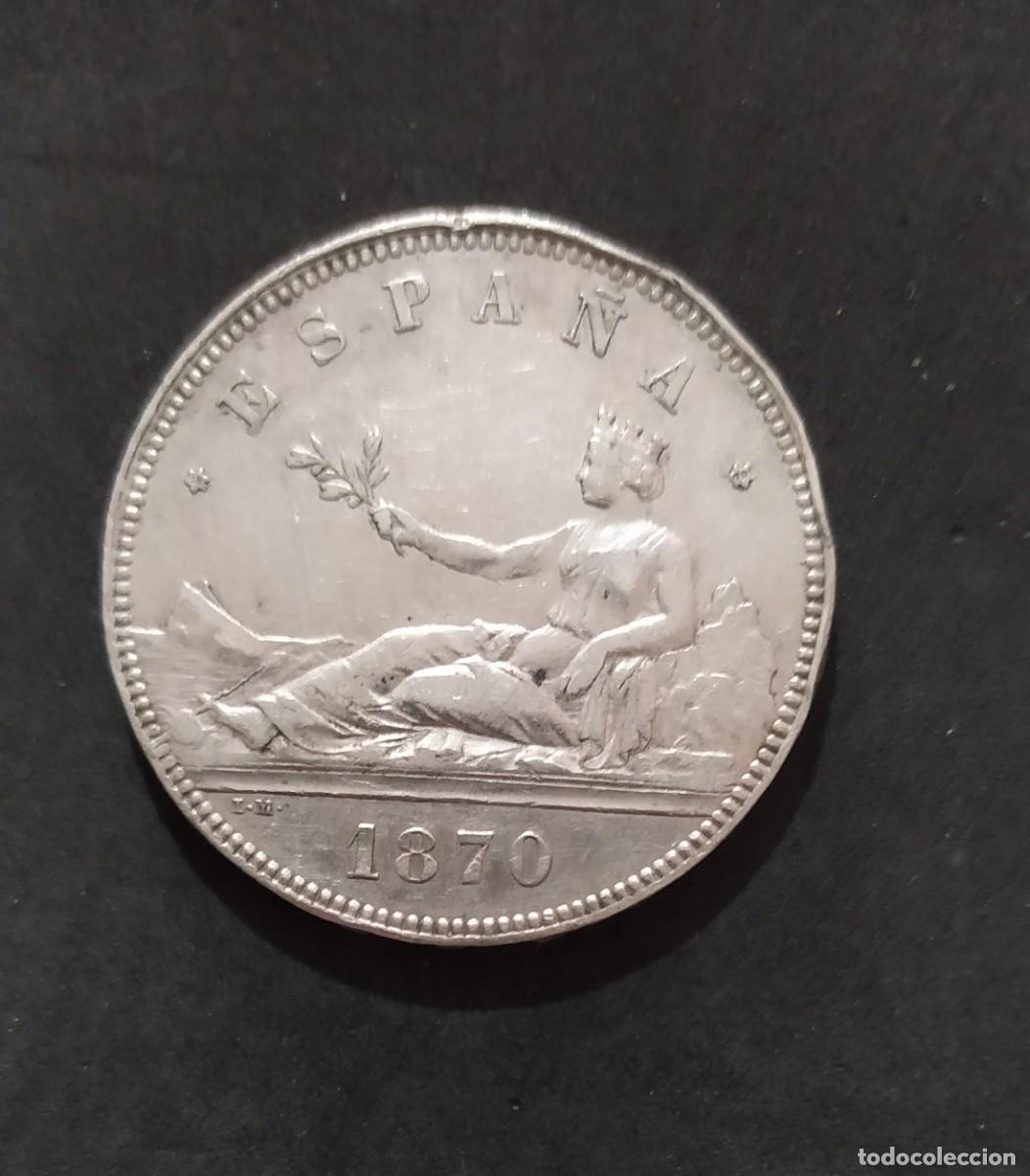 Monedas antiguas: Moneda de plata de 5 pesetas de 1870 - Foto 2