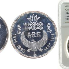 Monedas antiguas: EGYPT ARAB REPUBLIC OF EGYPT AH 1414 (1993) 5 POUNDS (CLEOPATRA) SILVER (.999) (50000) 22.5G NGC PF