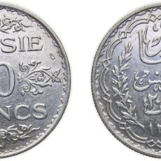 Monedas antiguas: TUNISIA FRENCH PROTECTORATE 1353 20 FRANCS - AHMAD II SILVER (.680) PARIS MINT (1250000) 19.92G XF