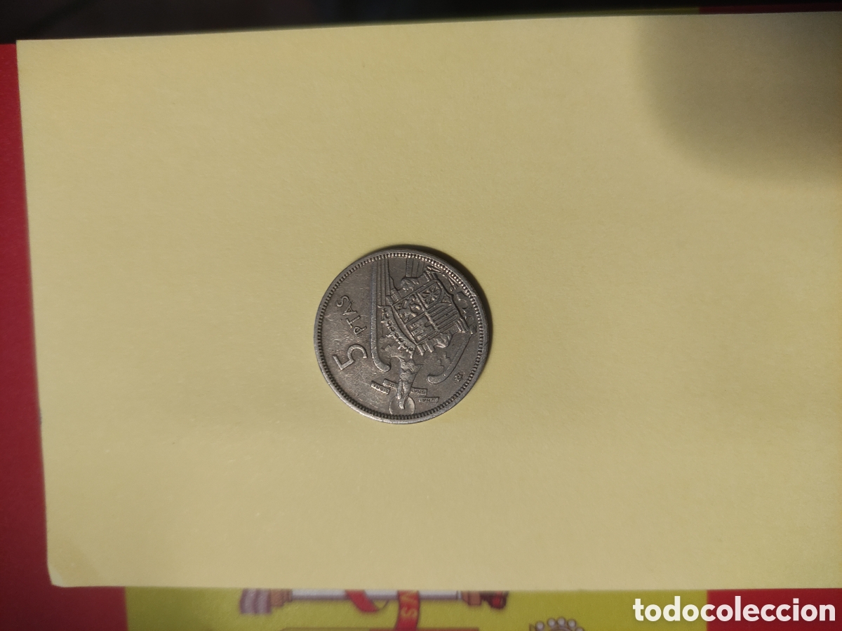 Monedas antiguas: Moneda 5 pesetas 1957 - Foto 2